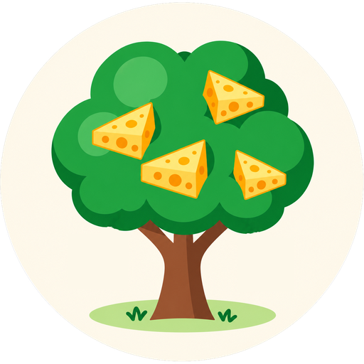 起司樹 Cheese Tree 標誌：一棵結滿起司的樹